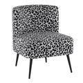 Fran Contemporary Slipper Chair in Black Steel and Black Leopard Fabric by LumiSource - Lumisource CH-FRANLEP BKBK