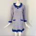 Anthropologie Dresses | Blue White Check Knit Ruffle Trim Sweater Dress | Color: Blue/White | Size: S