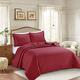 Textile Home 3 Piece Quilted Bedspread Bedding Set Comforter Throw with Matching Pillow Shams (Burgundy, King)