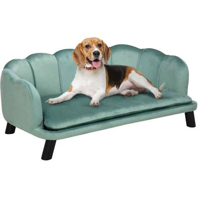 Hundesofa Hundecouch, Waschbarer Bezug, Haustiersofa mit Rückenlehne und Holzbeine, Katzensofa, für