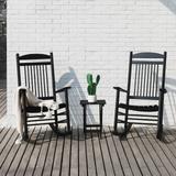 VEIKOUS Wooden 3-Piece All Weather Resistant Outdoor Rocking Chair and Folding Table Set for Patio and Porch