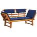 vidaXL Patio Bench with Cushions 2-in-1 75" Solid Acacia Wood