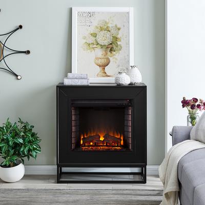 SEI Furniture Francis Contemporary Black Wood Electric Fireplace