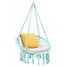 Hanging Macrame Hammock Chair with Handwoven Cotton Backrest-Turquoise - 32"(L) x 24"(W) x 44"(H)