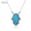 KALETINE opale Hamsa main de Fatima pendentif en argent Sterling 925 véritable collier bijoux longue