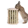 JKGHK Hay Feeder Cylindrical Stand Feeding Manager Bunny Guinea Pig Feeder Hay with Cover for Rabbit Guinea Pig Chinchilla Bunny