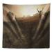 East Urban Home Polyester Mist Forest w/ Deer Stag Tapestry w/ Hanging Accessories Included Polyester in Brown | 50 H x 60 W in | Wayfair