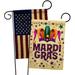 Breeze Decor Celebration Mardi Gras 2-Sided Polyester 18 x 13 in. Garden Flag in Brown/Green/Indigo | 18.5 H x 13 W in | Wayfair