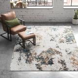Blue/Red 144 x 106 x 0.31 in Area Rug - Steelside™ Cornwell Abstract Rust/Teal Area Rug Polyester | 144 H x 106 W x 0.31 D in | Wayfair
