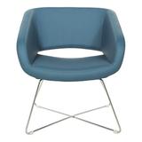 Lounge Chair - Orren Ellis Laurel 27.25" Lounge Chair Faux Leather in Blue | 31.75 H x 27.25 W x 27.5 D in | Wayfair