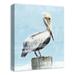 Rosecliff Heights Perched Pelican - Unframed Print on Canvas in Blue/Gray | 20 H x 16 W x 1.25 D in | Wayfair 3796C45D7B7F4627A5DABDBC2EE2BD8C