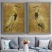 Breakwater Bay Gold Crane at Dusk I - Picture Frame Painting Print Set on Canvas Canvas, Solid Wood in Black/Yellow | 20 H x 17 W in | Wayfair