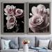 Red Barrel Studio® Rose Noir I - 2 Piece Picture Frame Painting Set on Canvas Canvas, Solid Wood in Black/Pink | 20 H x 17 W in | Wayfair