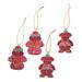 Novica Handmade Red Snowmen Wood Batik Ornaments (Set Of 4) - 3.6" H x 2.5" W x 0.4" D