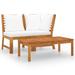 vidaXL 3 Piece Patio Lounge Set with Cream Cushion Solid Acacia Wood - 23.8" x 23.8" x 31.9"