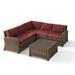 Crosley Bradenton Outdoor Wicker 4-Piece Sectional Seating Set with Sangria Cushions
