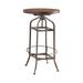 Wood And Metal Swivel Adjustable Height Bar Table With Footrest Ring, Walnut & Gunmetal