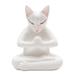 Novica Handmade Grateful Cat In White Wood Statuette