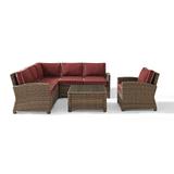 Crosley Bradenton 5-Piece Outdoor Wicker Seating Set with Sangria Cushions