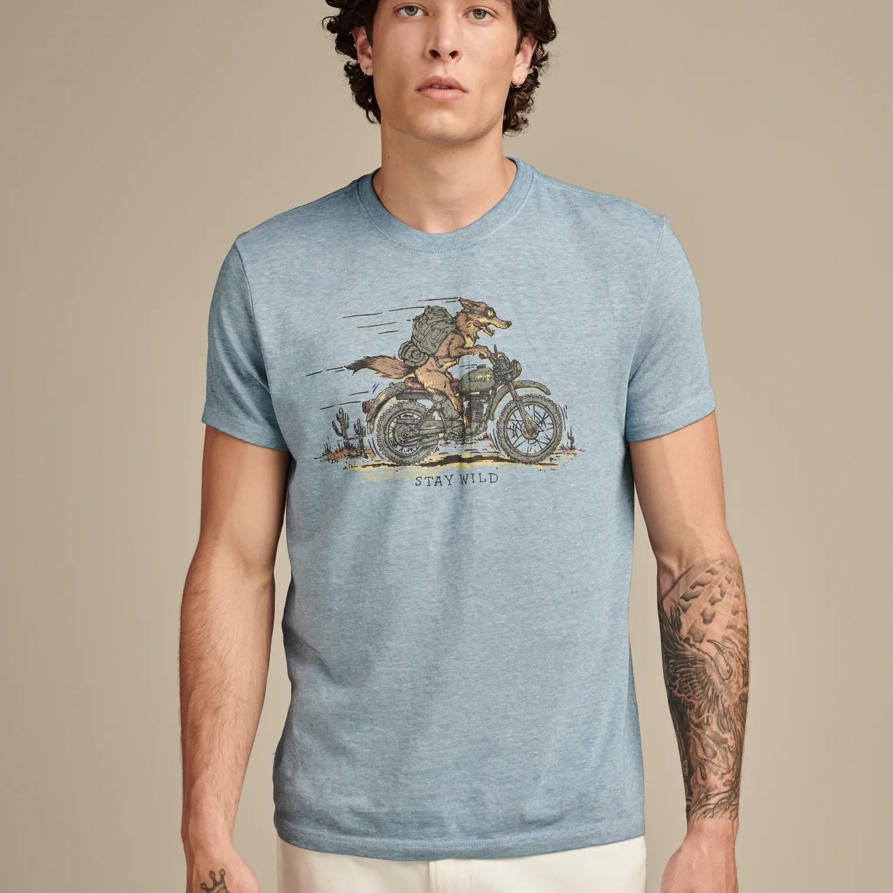 Lucky Brand Coyote Biker Tee - Men's Clothing Tops Shirts Tee Graphic T Shirts in Allure, Size M