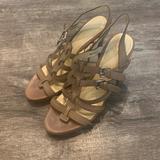 Coach Shoes | Coach Women’s Leather Strappy Heels Size 9.5 | Color: Cream/Tan | Size: 9.5