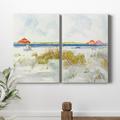 Highland Dunes Sketchy Beach I - 2 Piece Painting Set Canvas, Solid Wood in Blue/Green/Indigo | 48 H x 64 W x 1 D in | Wayfair