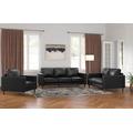 Sunset Trading Prelude 3 Piece Black Top Grain Leather Living Room Set | Mid Century Modern Sofa Loveseat and Chair - Sunset Trading SU-PR15070-80-E3P