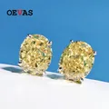 OEVAS-Boucles d'oreilles en argent regardé 100% pour femme 925 argent regardé 8x10mm jaune rose