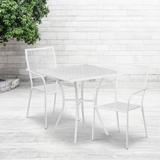 28'' Square Indoor-Outdoor Steel Patio Table Set with 2 Square Back Chairs