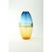 17" Blue and Crackled Yellow Ombre Hand Blown Glass Vase