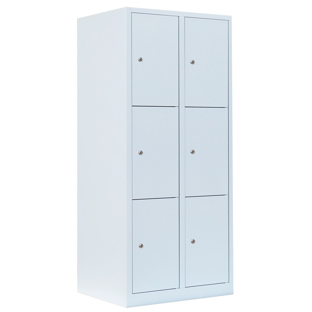 Lüllmann® Schließfachschrank, 2 Abteile, 6 Fächer, 1800 x 800 x 500 mm, signalweiß Image