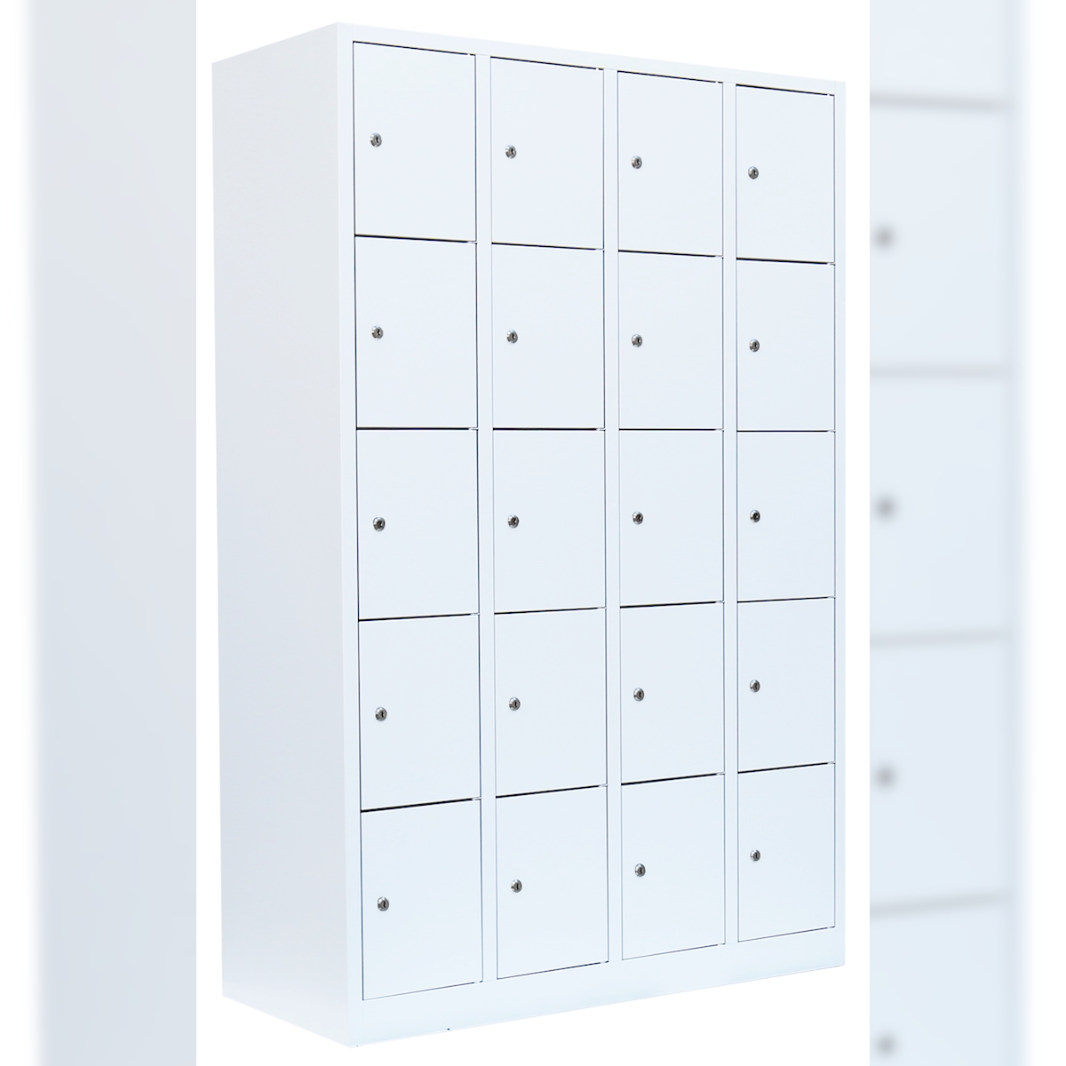 Lüllmann® Schließfachschrank, 4 Abteile, 20 Fächer, 1800 x 1170 x 500 mm, signalweiß Image