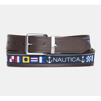 Nautica Men's Reversible Flag Belt Brown Stone, 44...