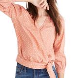 Madewell Tops | Madewell - Pink Star Wrap Top | Color: Pink/White | Size: S