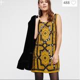 Free People Dresses | Free People Speak Easy Mini Mustard Sz 4 | Color: Black/Gold | Size: 2