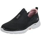 Skechers Women's GO Walk 6 Glimmering Sneaker, Black Textile/Pink Trim, 7.5 UK