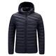 FEOYA Men's Down Jackets with Hood Lightwight Winter Jacket Packable Puffer Coat Insulated Waterproof Coat Quilted Solid Jacket Outdoor B Dark Blue L