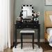 House of Hampton® Anastasi Vanity Set w/ Stool & Mirror Wood in Black/Brown/Green | 53 H x 31.5 W x 16 D in | Wayfair