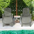 Arlmont & Co. Gagetown 2 Pcs Patio Chaise Lounge Chair 5-position Folding Recliner For Beach Poolside Backyard in Gray | Wayfair