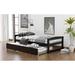 Red Barrel Studio® Solid Wood Platform Bed Frame w/ Trundle, Twin Bed w/ Footboard, Bed For Teens Boys Girls, No Box Spring Needed Wood in Black