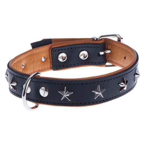 38-46cm Halsumfang Heim Lederhalsband, schwarz/beige Hundezubehör