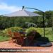 Offset Patio Umbrella with Solar LED Lights - 9-Foot - Cherry