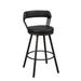 Leatherette Pub Chair with Curved Design Open Backrest, Set of 2, Dark Gray