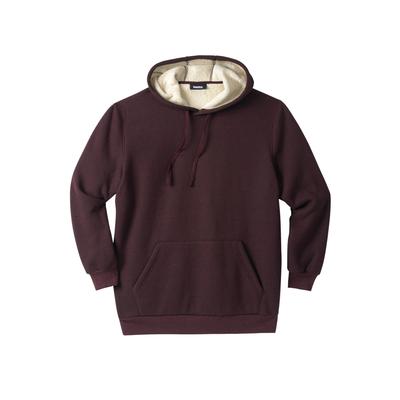 Men's Big & Tall Sherpa-Lined Thermal Waffle Pullover Hoodie by KingSize in Heather Bordeaux (Size 2XL)