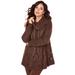 Plus Size Women's Cowl Neck Cable Pullover by Roaman's in Chocolate Brown Sugar (Size M)