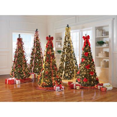 Fully Decorated Pre-Lit 6-Ft. Pop-Up Christmas Tree by BrylaneHome in Poinsettia