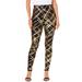 Plus Size Women's Foil-Print Legging by Roaman's in Gold Brushstroke Plaid (Size 18/20)