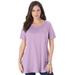 Plus Size Women's Swing Ultimate Tee with Keyhole Back by Roaman's in Pale Lavender (Size S) Short Sleeve T-Shirt