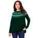 Plus Size Women's Fair Isle Pullover Sweater by Roaman's in Emerald Green Classic Fair Isle (Size 12)