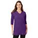 Plus Size Women's Perfect Long-Sleeve V-Neck Tunic by Woman Within in Radiant Purple (Size 30/32)